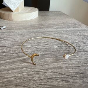 Gold Crescent Moon Bangle Bracelet